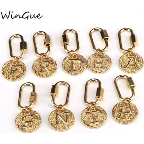 Round letters pendants necklace zircon 26 alphabets charm jewelry fashion alphabets accessories for women