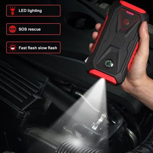 New Starting Power 1000A Peak 12V Car Battery Booster With USB Fast Charging Flashlight Suitable For 6L Gasoline 4.0L Diesel