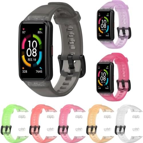 Replacement Strap For Huawei Band 6 Wristbands Accessories Clear Soft Silicone Watch Strap For Honor Band 6 Watchbands Bracelet