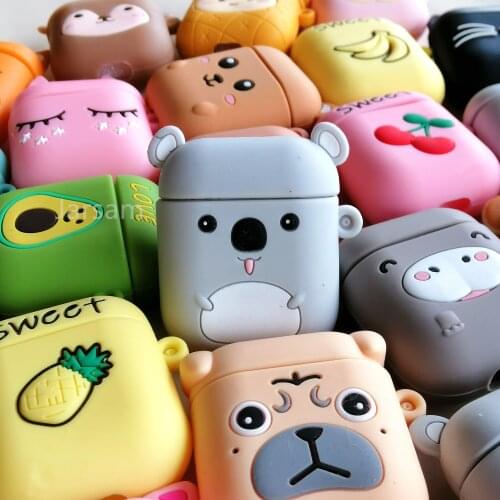 Cute Wireless Earphone Case For AirPods 2 Silicone Charging Headphones Case for Airpods Protective Cover accessories
