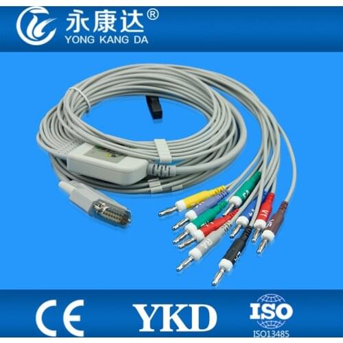 Edan SE-601A Express 10 lead EKG cable, AHA,Banana 4.0 with 10K resistor