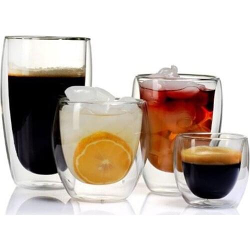 Double Wall Glasses Espresso Coffee Mug Heat-Resistant Transparent Glass Cup With Double Bottom Drinkware Mugs 80/250/350/450ML