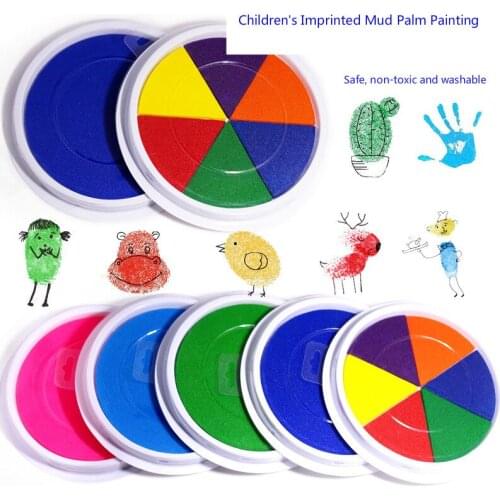 Funny 9 Colors Ink Pad Stamp DIY Finger Painting Craft Cardmaking Large Round For Kids Learning Education Drawing Toys