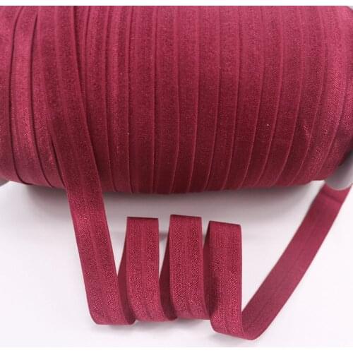 5/8" 16mm Plain Solid foe Fold Over Elastic #12 Bur Gundy for Hair Tie Headband Ponytail diy Accessories Pack,50yards per lot