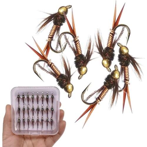 1/6/24Pcs 10# Fishing Lure Fast Sinking Wire Tungsten Bead Head Nymph Flies Trout Fly Fishing Lures