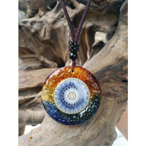 2PCS-GOOD Buddhist supplies Greco-Buddhist pocket travel efficacious Mascot # the Buddha Mandala Crystal Pendant Amulets