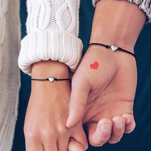 2Pcs/lots Tiny Love Heart Lucky Bracelet Red Black Color Rope Bracelet Adjustable Fashion Couple Bracelet Wholesale