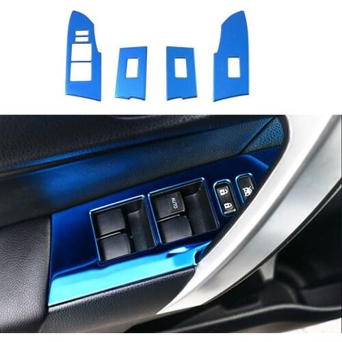 4pcs Car Blue Interior Door Armrest Window Lift Switch Panel Cover Trim LHD Fit for Toyota Corolla 2014 2015 2016 2017 2018