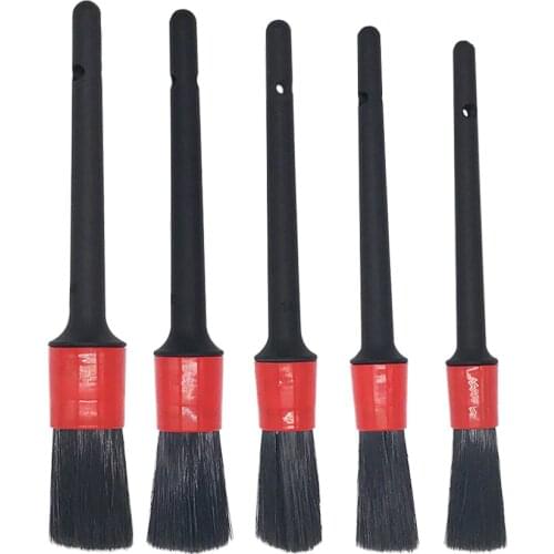 5 Pcs Car Detailing Brush Auto Cleaning Brush Wheel Brush Car Cleaning Detailing Set Boar Hair Mixed Fiber Car Wash Accessories