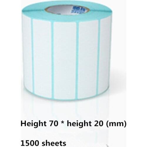 70 * 20mm * 1500 sheets / roll thermal printer product price bar code sticker label waterproof