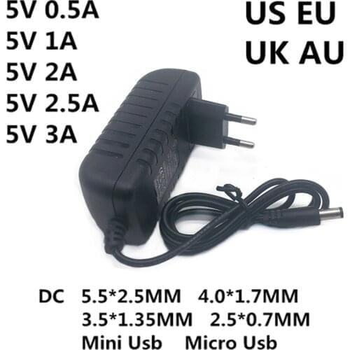 AC / DC Adapter DC 5V 0.5A 1A 2A 2.5A 3A AC 100-240V Converter power Adapter 5 V Volt 1000MA Power Supply Charger Mini Micro Usb