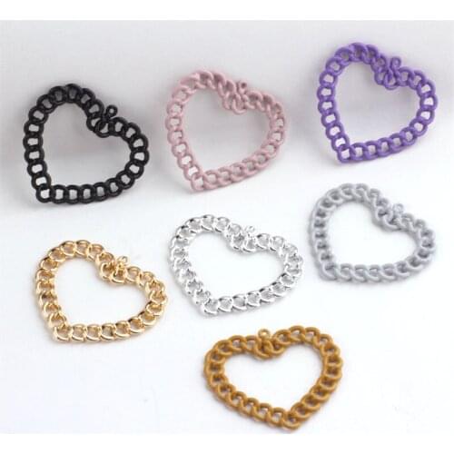 40*45MM DIY Jewelry Findings Hollow Out Chains Lovely Heart Pendants Ornament Accessories Enamel Alloy Earring Necklace Charms