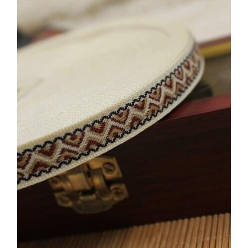 Big Love Beige 10mm x10yd National wind embroidered Polyester Woven Jacquard Ribbon ethnic lace collar clothing DIY accessories