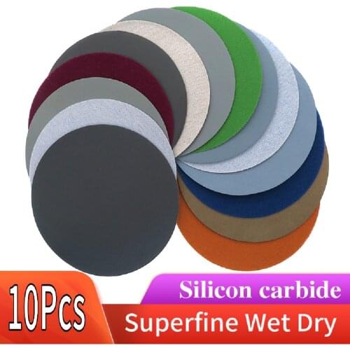10PCS 6 Inch Flocking Waterproof Sandpaper Abrasive Paper 400 to 10000 Grits Self-adhesive Wet & Dry for Sanding Diac Polishing