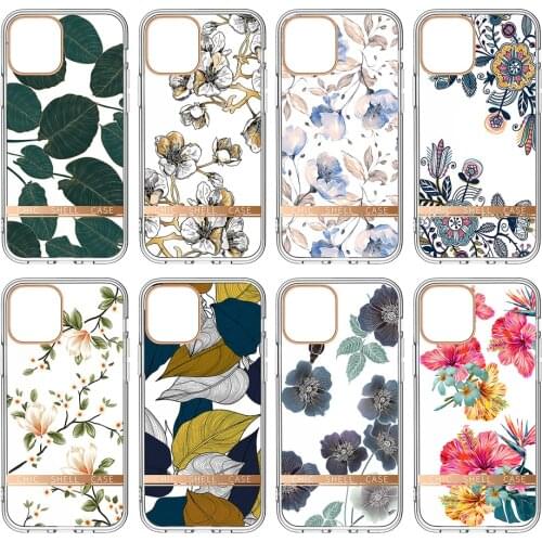 Fresh Rose Flower Green Leaves Phone Case for iPhone 11 12 Mini Pro XS MAX XR X 6 7 8 Plus SE 2020 Floral Clear Back Cover Coque