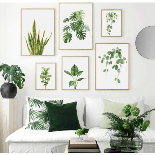 Botanical Print Plant Posters Modern Home Decor Green Leaf Prints Watercolor Canvas Painting Greenery Art for Living Room Decor