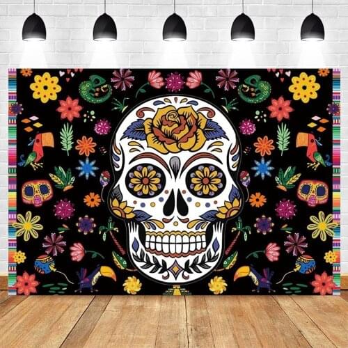Day of the Dead Backdrop For Mexican Sugar Skull Photography Background Dia DE Los Muertos Dress-up Party Decoration Poster Prop