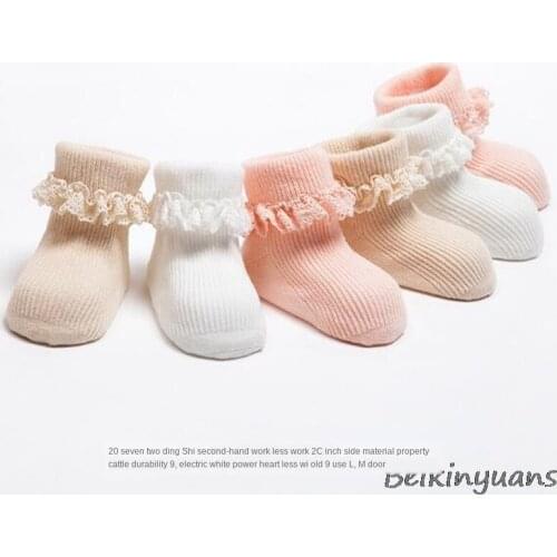 Baby Stockings Cotton Lace Baby Leg Warmers Girls Double Needle Princess Stocking Non-slip Knee High Natural Floor Legwarm