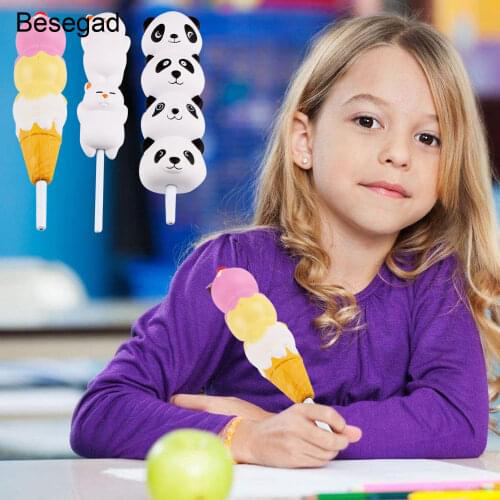 Besegad Cute Kawaii Jumpo Squishies Slow Rising Pen Sleeve with Ball Pen for Kids Children Birthday Christmas Festival Gift