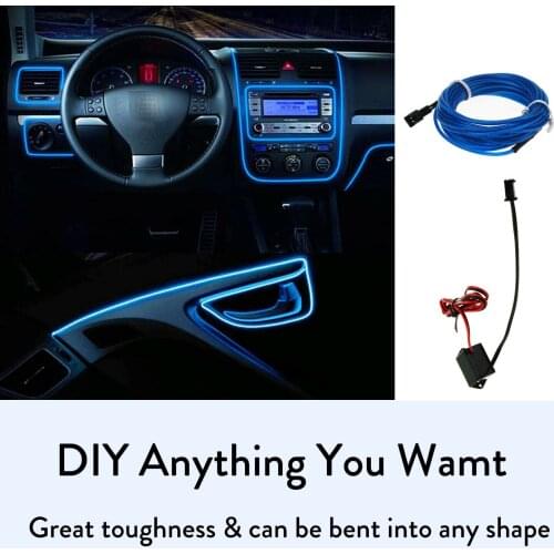 EL Wire 1M 3.28ft Dark Blue Flexible Neon LED Neon Light Glow String Strip Rope Tube + USB Controller Lights Dance Party Ca