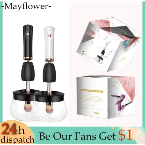 Electric Makeup Brush Cleaner And Dryer Machine Type C Charged Silicone Plug Automatic Makeup Brush Cleaner Spinner Free Ship