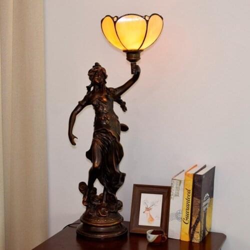 European Creative Tiffany Stained Glass Beauty Lamp Simple Nordic Living Room Dining Room Bedroom Bar liu li deng