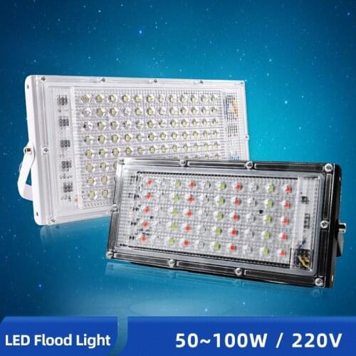 OK-B RGB Remote LED FloodLight 50W 100W 220V IP65 Waterproof LED Spotlight Reflector Light Lamp Waterproof Outdoor Flood Light