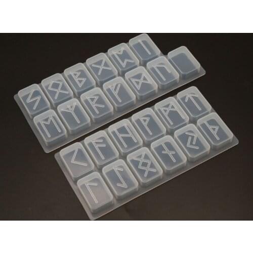 Viking Rune Stones Witch Resin Mold Kit with Engraved Elder Futhark Alphabet