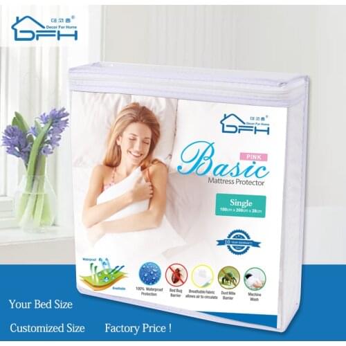 Smooth Waterproof Mattress Protector Cover for Bed Solid White Wetting Breathable Hypoallergenic Protection Pad Cover Customized