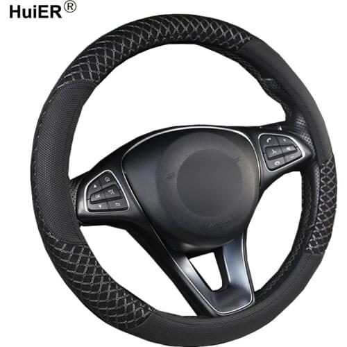 HuiER Auto Car Steering Wheel Cover Volant Breathable Fabric 5 colors Braid on the Steering wheel For 37 38 CM Funda Volante