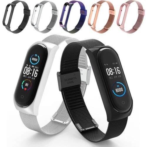 Classics Lady Mesh Watch Strap With Frame For Xiaomi Mi Band 5 Sports Wristband High Quality Replacement Bracelet Strap