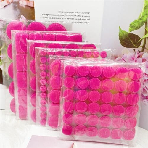 Rose Red Round Dots Strong Self Adhesive Fastener Tape 10/15/20/25/30mm Nylon Hooks and Loops Adhesive Fastener Magic Sticker