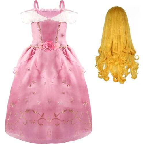 Girls Sleeping Beauty Costume Floral Party Princess Dress Up Children Summer Casual Clothes Kids Halloween Birthday Outfits 3-8T