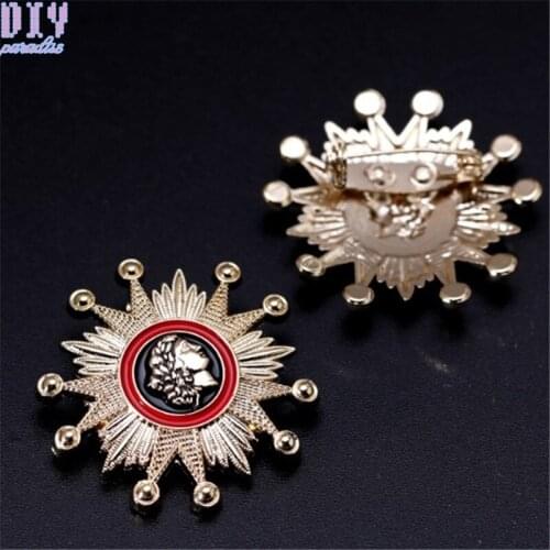 10pcs Gold Queen Military Metal Badge Retro Star Shoulder Board Badges Army Pin on Brooch Medal Handmade