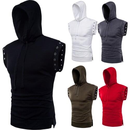 2018 Summer Wear New Pattern Personality Book Rope Man Even Hat Sleeveless T Pity Fashion Trend T T-shirt Male solid color 30