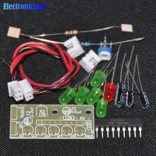 1Set Elektronika KA2284 DIY Kits Audio Level Indicator Suite Trousse Electronic Parts 5mm RED Green LED Level Indicating 3.5-12V