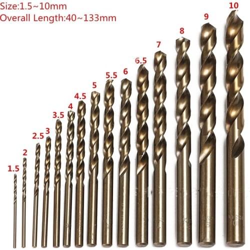 15pcs/Set Twist Drill Bit Set Saw Set HSS High Steel Drill Woodworkin Tool 1.5-10mm For Cordless Screwdriver