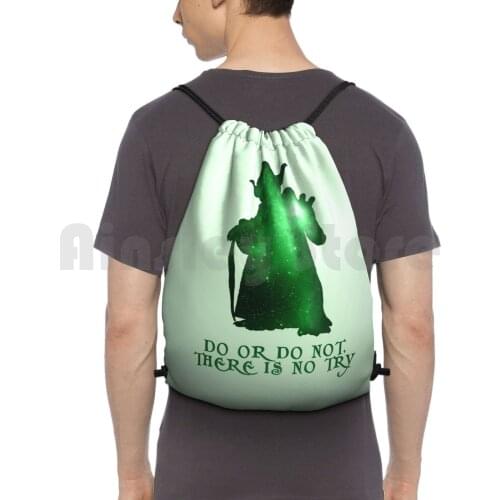 Do Or Do Not , There Is No Try Backpack Drawstring Bag Riding Climbing Gym Bag Porg Jedi Episode Lucas 8 Eight Last December
