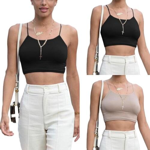 2021 New Women Fashion Solid Color Tank Top Stylish Sleeveless Crop Top for Shopping Daily Wear