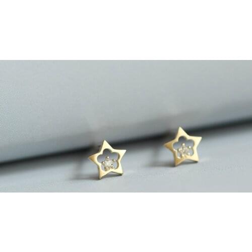 Goldtutu New Earrings 2021 Really 9k Gold Cute Star Mini Drop Earrings Jewelry for Women Gifts
