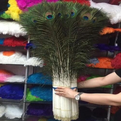 Wholesale 500 PCS 32-36inch/80-90cm Beautiful Natural Peacock Feathers For DIY Clothes Wedding Party Decoration