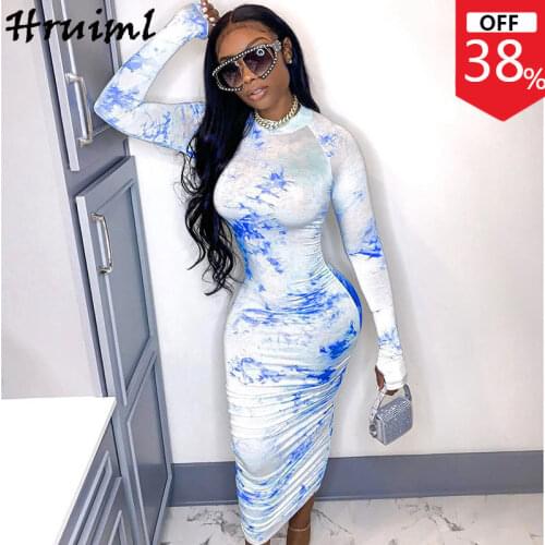 Wholesale&dropshipping Chic Woman Dress Long Sleeve O Neck Print Fashion Maxi Dresses for Women Elegant Evening Party Robe Femme