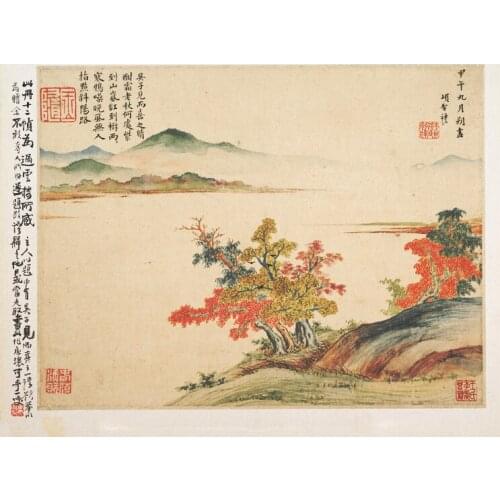 Landscape frameless paintings scenery traditional Chinese style canvas painting Xiang Shengmo autumn color reproduction