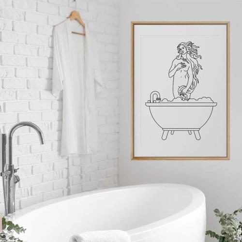 The Birth of Venus Ancient Greek Goddess Canvas Painting Poster Black White Minimalist Line Drawing Wall Art Picture Home Decor