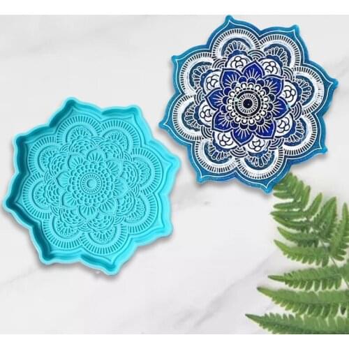 Mandala Coaster Epoxy Resin Mold Round Tray Cup Mat Casting Silicone Mould DIY Crafts Home Decoration Making Tools
