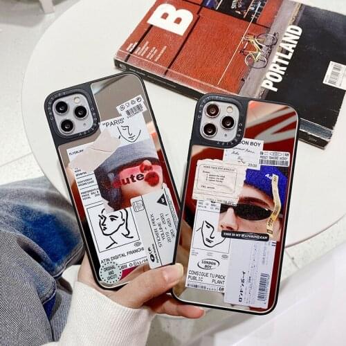 PINZHENG Full Mirror Mobile Phone Case For iPhone X XR XS 11 12 Pro Max Glass Phone Protective Cover For 7 8 Plus SE 2020 Cases