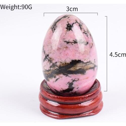 Rhodonite Egg & Wood Base Undrill Natural Crystal Stone Mineral Ball Home Decoration Accessory Kegel Massage Yoni Egg