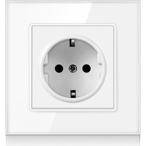 Wall crystal glass panel power socket plug has been grounded, 16a European standard power socket 86mm * 86mm