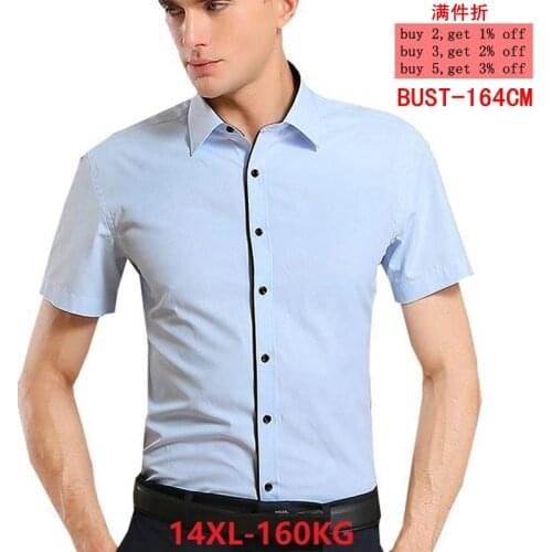 Summer Mens Cheap Shirts 8XL 9XL 10XL 11XL 12XL 14XL Big Sale Large Size Large Size Dress Short Sleeve Shirt Office Contrast