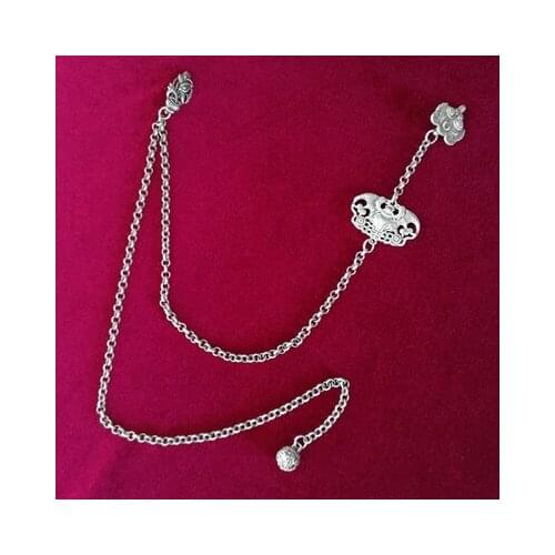 Handmade Pressed Lapel pendant Miao silver fish play lotus ball retro Brooch Qipao accessories pressure Lapel cheongsam hanging